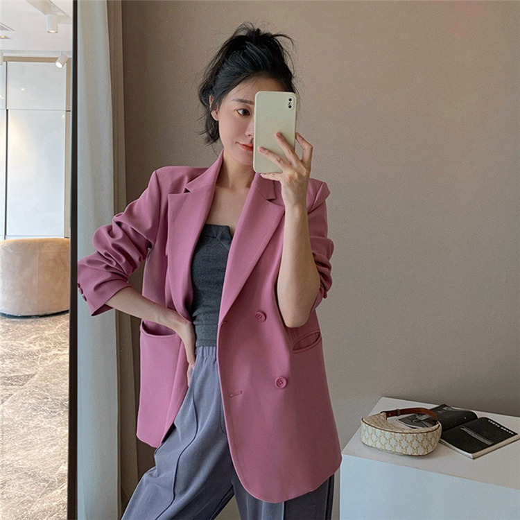 楽天市場】カジュアル 韓国ファッション ピンクパープル スーツ コート