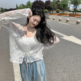 韓国ファッション 可愛い系 日焼け止めシャツ ワイドパンツ カジュアル 3点セット(T)