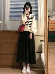 ストライプつなぎニットトップス (T)