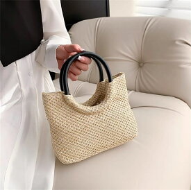 ハンドバッグ 草編み 通勤バッグ (T)