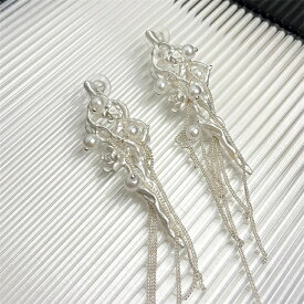 ロングピアス 気質 ピアス 流蘇ピアス 真珠ピアス (T)
