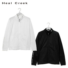 【50％OFFセール】Heal Creek インナー 長袖 ジャージ ミドラー 3WAY ヒールクリーク 裏起毛 ZIP スタンドネック ポケット 無地 衿・袖ロゴプリント メンズ メンズウェア ゴルフ 高級 ゴルフウェア スポーツウェア アウトドア 秋冬 軽量 オフホワイト ブラック 48 50 52
