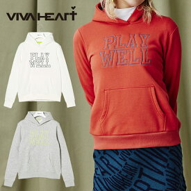 【50％OFFセール】VIVA HEART パーカー スウェット プルオーバー 長袖 裏起毛 ビバハート フード 前ポケット ワンポイント 3Dロゴ レディース レディースウェア ゴルフ 高級 ゴルフウェア スポーツウェア アウトドア 秋冬 ストレッチ グレー オレンジ オフホワイト 38 40 42