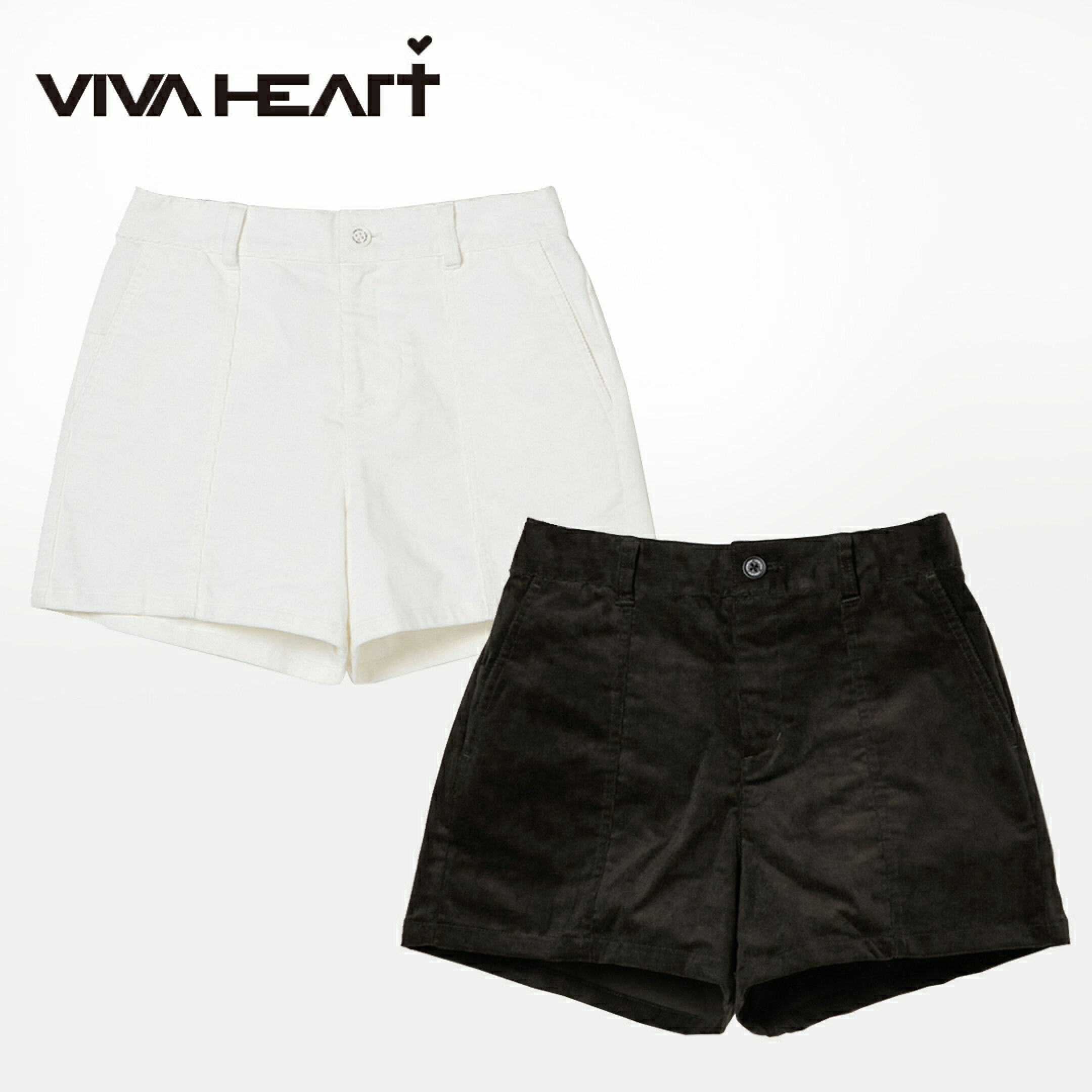 VIVA HEART パンツ ショートパンツ ハーフパンツ 半ズボン ビバハート コーデュロイ 起毛 無地 ベルトループ ポケット 右後ろロゴ刺繍 レディース レディースウェア ゴルフ ゴルフウェア スポーツウェア アウトドア 秋冬 ストレッチ