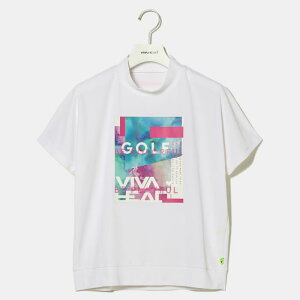 【50%OFF】 VIVA HEART×Megumi Matsukawa Tシャツ 半袖 モックネック ビバハート レディース 吸水速乾 接触冷感 ゴルフ ゴルフウェア スポーツウェア ホワイト ネイビー インクアート半袖 ドルマンス