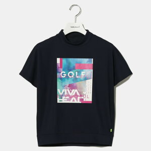 【50%OFF】 VIVA HEART×Megumi Matsukawa Tシャツ 半袖 モックネック ビバハート レディース 吸水速乾 接触冷感 ゴルフ ゴルフウェア スポーツウェア ホワイト ネイビー インクアート半袖 ドルマンス