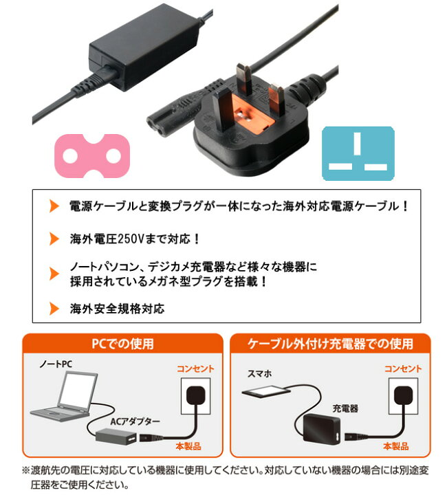 楽天市場 電源ケーブル Pcケーブル 0 6m Mbc Tbf 06 海外旅行 海外対応 Bfタイプ 250v対応 旅人専科シリーズ ミヨシ Mco Mi1a466 スーツケース旅行用品のグリプトン