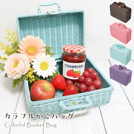 【クーポン対象】［レビュー特典］＼楽天1位／かごバッグ かご バスケット M サイズ カラー トランク インテリア ブルー ピンク パープル ブラウン ピクニック 収納 ランチバッグ 小物入れ かわいい 持ち手 結婚式 ウェルカムトランク GPT 【送料無料】(gu1c804)