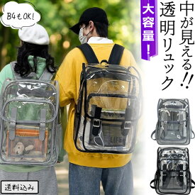 【クーポン対象】［レビュー特典］リュック 透明 クリア リュックサック 大容量 中が見える収納 デイパック B4 A4 収納 ザック バックパック フラップ 蓋 夏 マグネット ボタン 痛バ 痛バッグ 推し活 前ポケット 海水浴 プール バッグ GPT (gu1c945)【送料無料】