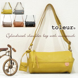 クーポン利用で最大【10％オフ】 【グレーベージュ再入荷！】 斜め掛けバッグ レディース toleur トーラ トーレ 11881 11585 横長 本革 丸筒形ショルダーバッグ ミニバッグ ミニショルダー カーフレザー レザーバッグ 牛革 口ファスナー お出掛け 旅行 パスポート