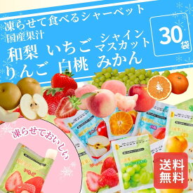 凍らせて食べるシャーベット 国産果汁 30個 （みかん 白桃 りんご いちご 和梨 シャインマスカット）シャーベット 常温 凍らせて食べるアイス 常温保存