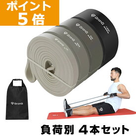 【LINE200円OFFクーポン×ポイント5倍】GronG(グロング) トレーニングチューブ ゴムチューブ 筋トレチューブ バンドタイプ 外径208cm 負荷別 4本セット 収納バッグ付き