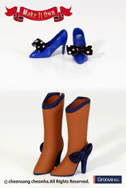 MS-009Shoes Selection/ハイヒール（ブルー）×ブーツ（ブラウン）