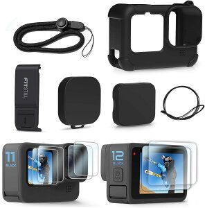 GoPro �S�[�v�� Hero 12 11 10 9 �u���b�N�p �A�N�Z�T���[�L�b�g �o�b�e���[�T�C�h�J�o�[ �X�N���[���v���e�N�^�[ �����Y�L���b�v �X�g���b�v AKM-194