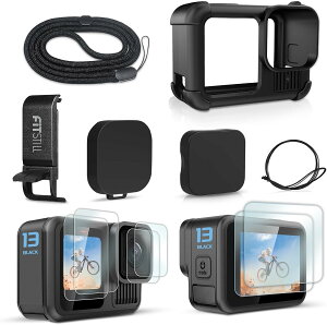 GoPro �S�[�v�� Hero 13 �u���b�N�p �A�N�Z�T���[�L�b�g �o�b�e���[�T�C�h�J�o�[ �V���R�������Y�J�o�[ �X�N���[���v���e�N�^�[ �X�g���b�v AKM-250