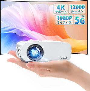 プロジェクター 小型 高輝度12000LM 家庭用 1080P 5GWiFi Bluetooth5.3 4K対応 300インチ大画面 ホームプロジェクター 天井投影 HiFiスピーカー APJ-107