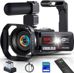 �r�f�I�J���� 8K ����B�e 6400����f 64GB SD�J�[�h�t�� �f�W�^���J���� �}�C�N 18 �{�Y�[�� �^�b�`�X�N���[�� �E�F�u�J���� YouTube�J���� BKM-02