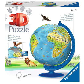 どうぶつ地球儀 3D立体パズル 180ピース 知育玩具 ラベンスバーガー 直径20cm