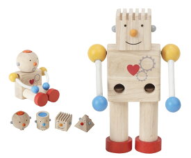プラントイ 木のおもちゃ ロボット 頭を組みかえて遊ぶ 知育玩具 木製玩具