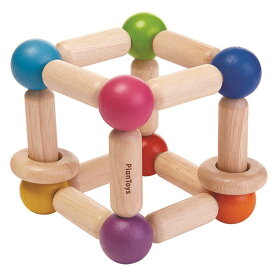 プラントイ 木のおもちゃ 四角のにぎにぎ 乳幼児 音 木製リング 知育玩具 かわいい カラフル クラッチトイ