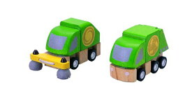 プラントイ 木のおもちゃ 清掃車とごみ収集車 プランシティー 木製玩具