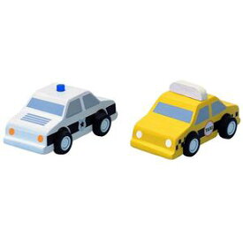 プラントイ 木のおもちゃ タクシーとパトカー プランシティー 木製玩具
