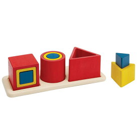 プラントイ 木のおもちゃ ネスティングパズル 木製 知育玩具 幾何学ブロック 形合わせ 入れ子