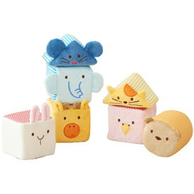 ふわふわアニマルブロック 布おもちゃ 布製つみき ラトル ごっこ遊び 動物 赤ちゃん 知育玩具
