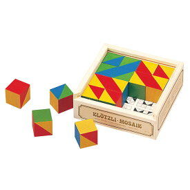 アトリエフィッシャーパズル キューブモザイク 16pcs キューブパズル 知育玩具 木のおもちゃ 木製 スイス製