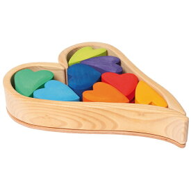 グリムス ハートの積木 レインボー 木のおもちゃ 木製 木製玩具 知育玩具 積木 積み木