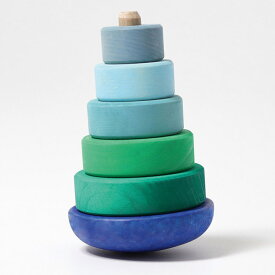 グリムス 木のおもちゃ 木製 ぐらぐらタワー ブルー 積木 コマ 木製玩具 知育玩具