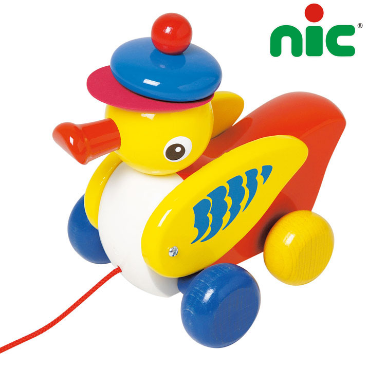 ニック社 帽子のあひる 木のおもちゃ メーカー直売 ドイツ製 知育玩具 木製 プルトーイ 営業 ひっぱるおもちゃ