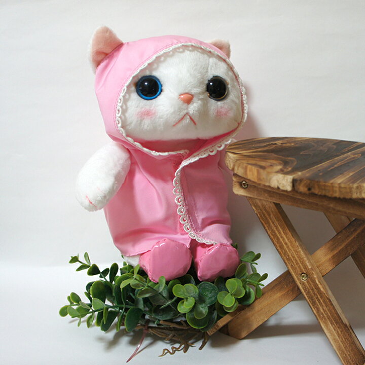 楽天市場 Jetoy チューチュー本舗 かわいい 猫雑貨 猫のぬいぐるみ 雨ふりピンク ｍ ねこ オッドアイ お座り インテリア ふわふわ 木のおもちゃと雑貨 Sora