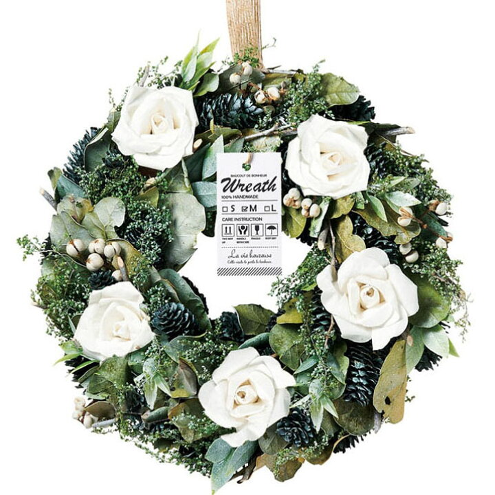 楽天市場 フラワーリース ナチュラルリースｍ クリスマスリース ホワイトローズ 白バラ 造花 アートフラワー 花インテリア あす楽対応 木のおもちゃと雑貨 Sora