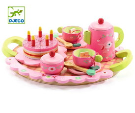 DJECO ジェコ 木のおもちゃ リリローズ ティーパーティ おままごとセット ケーキ ティーセット ピンク かわいい 木製玩具