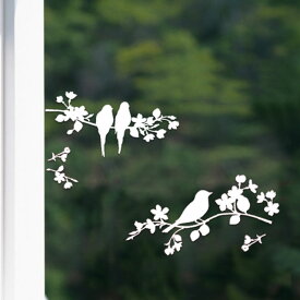 ウォールステッカー ハウスジーダ 森の中の小鳥ホワイト 窓ガラスに 壁紙インテリアシール 壁飾り インテリア雑貨 模様替えに Hausgida かわいい おしゃれ