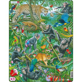 ラーセン アフリカンレインフォレスト 熱帯雨林 ジグソーパズル 32ピース LARSEN 動物 チンパンジー ヒョウ 知育玩具
