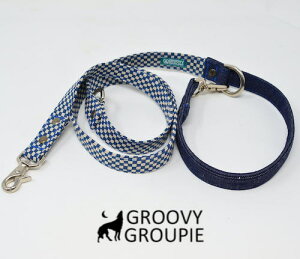 犬用リード 【 和柄 市松 & デニム 】 3way長さ調節可能 カフェリード 鉄砲 ・ レバーナスカン 選択可能【 超小型犬 SS・小型犬 S・中型犬 M 】送料無料【 ダブルナスカン ・ サイドグリップ
