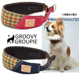 アクリルdiamondチェック＆デニム　ハーフチョーク・首輪に変更可能【ミニピン・イタグレなど小型犬用S】ソフトクッション付きで優しい！