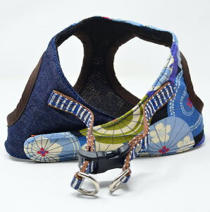 和柄 和傘 & デニム 柄 【 小型犬用 Sサイズ】 ソフトベスト型 ボディハーネス 胴輪 【 セミオーダー ピッタリサイズ 】