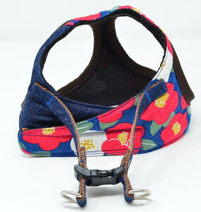 椿 & デニム 【 超小型犬用 SSSS SSS SS】4S 3S 2S XXXS XXS XS ソフト ベスト型 ボディハーネス 胴輪 【 セミオーダー で ピッタリサイズ 】