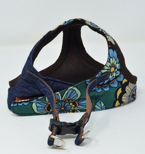 big flower& デニム 【 超小型犬用 SSSS SSS SS】4S 3S 2S XXXS XXS XS ソフト ベスト型 ボディハーネス 胴輪 【 セミオーダー でピッタリサイズ】