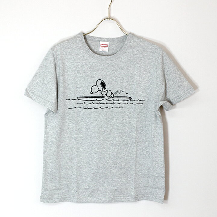 楽天市場 Healthknitヘルスニット5id Htk スヌーピーサーフィンtシャツpeanutsピーナッツホワイトグレーground服 レビューキャンペーン実施中 インポート靴のground グラウンド