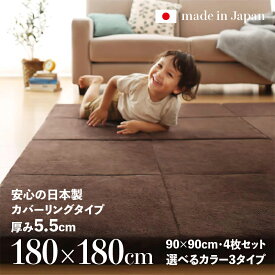 商品名 ラグマット SOFU ふかふかラグサイズ 180×180cm 厚さ約5.5cm国産 日本製 カーペットオールシーズン マイクロファイバー生地カバーリング仕様 おしゃれ ラグマットラグ 敷き物 絨毯 じゅうたん ブラウン / ベージュ