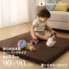 商品名 ラグマット SOFU ふかふかラグサイズ 90×90cm 厚さ約5.5cm国産 日本製 カーペットオールシーズン マイクロファイバー生地カバーリング仕様 おしゃれ ラグマットラグ 敷き物 絨毯 じゅうたん ブラウン / ベージュ
