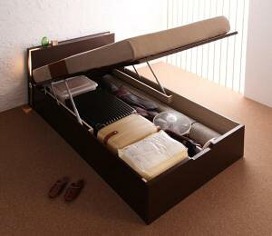 収納付きベッド シングルベッド セミダブルベッド 収納 収納付き 収納ベッド 大容量 収納ボックス 布団 敷き布団 薄型プレミアムポケットコイルマットレス付き 縦開き セミシングル 深さラ