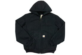 Carhartt DUCK ACTIVE JKT/QUILTED FLANNEL LINED (J140: BLACK)カーハート/ジップジャケット/フードジャケット/ダックジャケット/メンズ/レディース/ビッグシルエット/シンプル/頑丈/厚手/ブラック