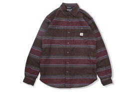 Carhartt RUGGED FLEX RELAXED FIT MIDWEIGHT FLANNEL FLEECE-LINED SHIRT (104913/B22:DARK BROWN STRIPE)カーハート/ロングスリーブシャツ/ブラウン
