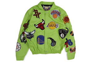 JEFF HAMILTON NBA COLLAGE VEGAN LEATHER JACKET NBA-201 (LIME)WFtn~g/Gkr[G[/C