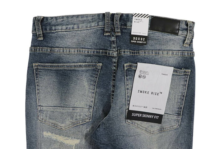 楽天市場】SMOKE RISE DISTRESSED RIP & REPAIR SUPER SKINNY DENIM 